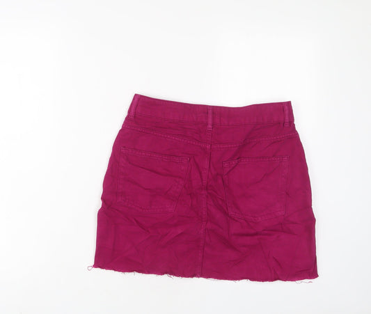Topshop Womens Purple Cotton A-Line Skirt Size 10 Zip