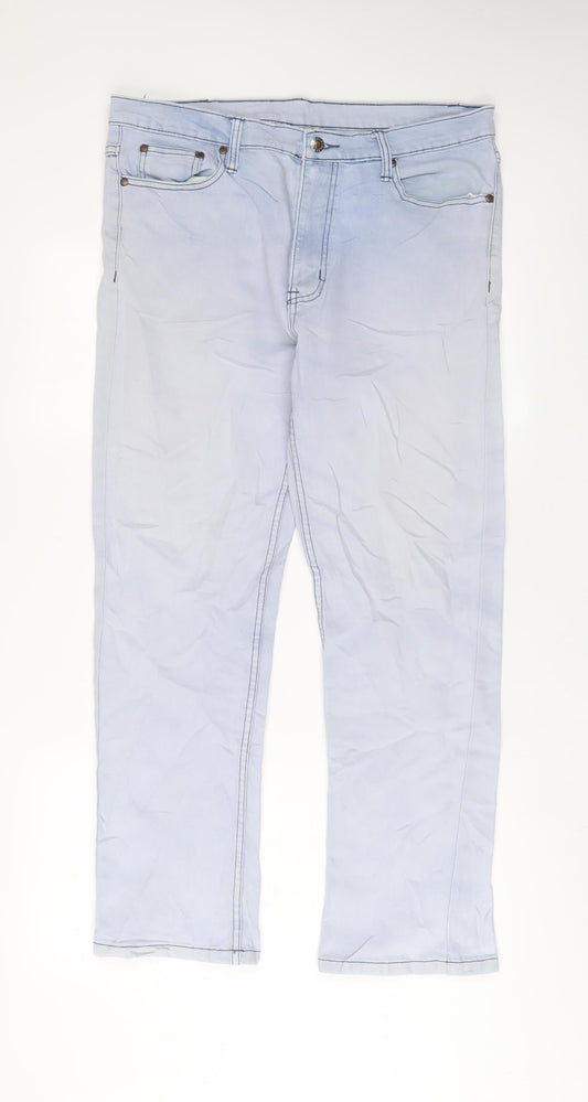 Cotton Traders Mens Blue Cotton Straight Jeans Size 34 in L29 in Regular Zip