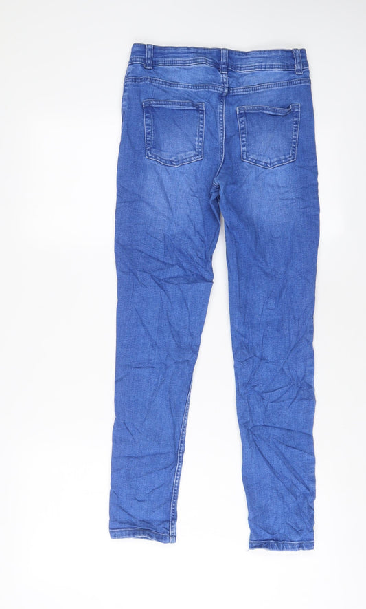 Denim & Co. Girls Blue Cotton Skinny Jeans Size 11-12 Years L26 in Regular Zip