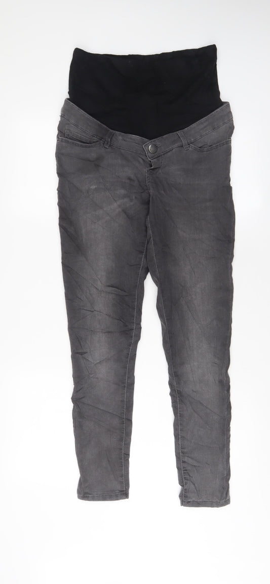 Blooming Marvellous Womens Grey Cotton Skinny Jeans Size 10 L29 in Regular Button