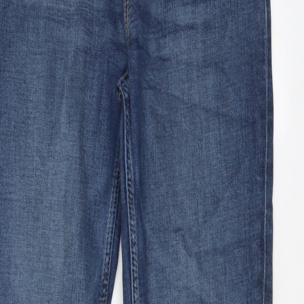 Marks and Spencer Womens Blue Cotton Skinny Jeans Size 12 L29 in Regular Zip