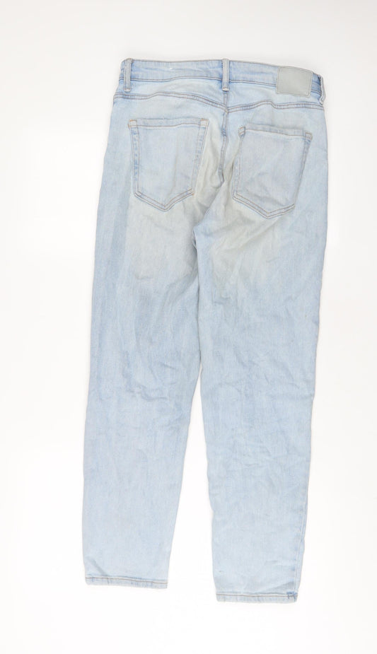 Pull&Bear Womens Blue Cotton Straight Jeans Size 12 L28 in Regular Zip