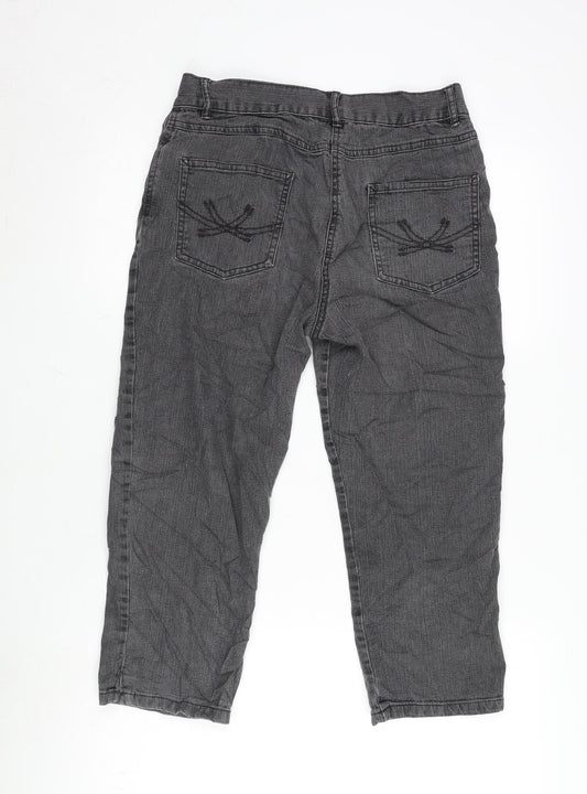 Marks and Spencer Womens Grey Cotton Blend Cropped Jeans Size 10 L20.5 in Regular Zip