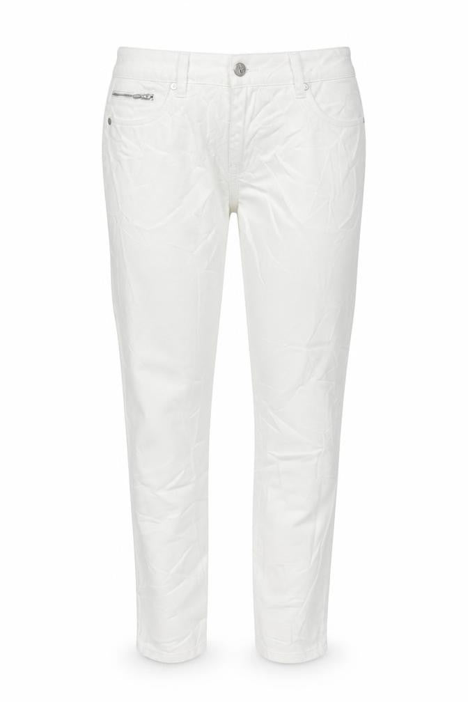 NEXT Womens White Polyester Blend Tapered Jeans Size 12 L28 in Regular Zip