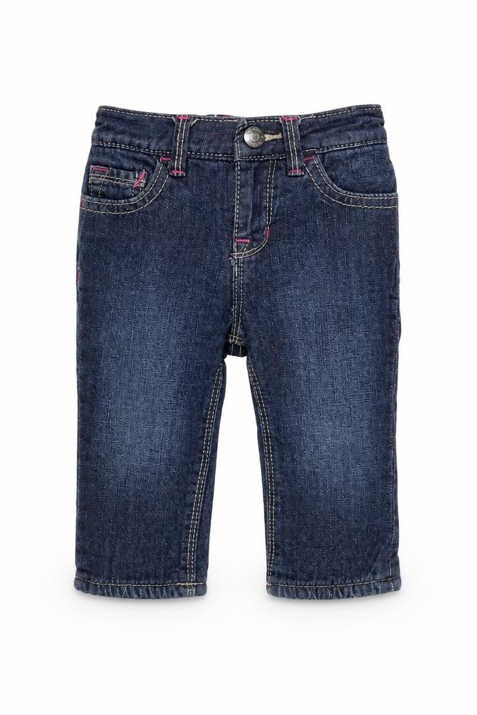 Front view of Gap boys’ blue cotton capri jeans, size 3-6, months snap - inside leg 8in - waist 8-inch.
