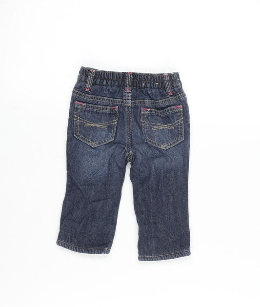 Gap Boys Blue Cotton Capri Jeans Size 3-6 Months Snap - Inside leg 8in - Waist 8 inches.