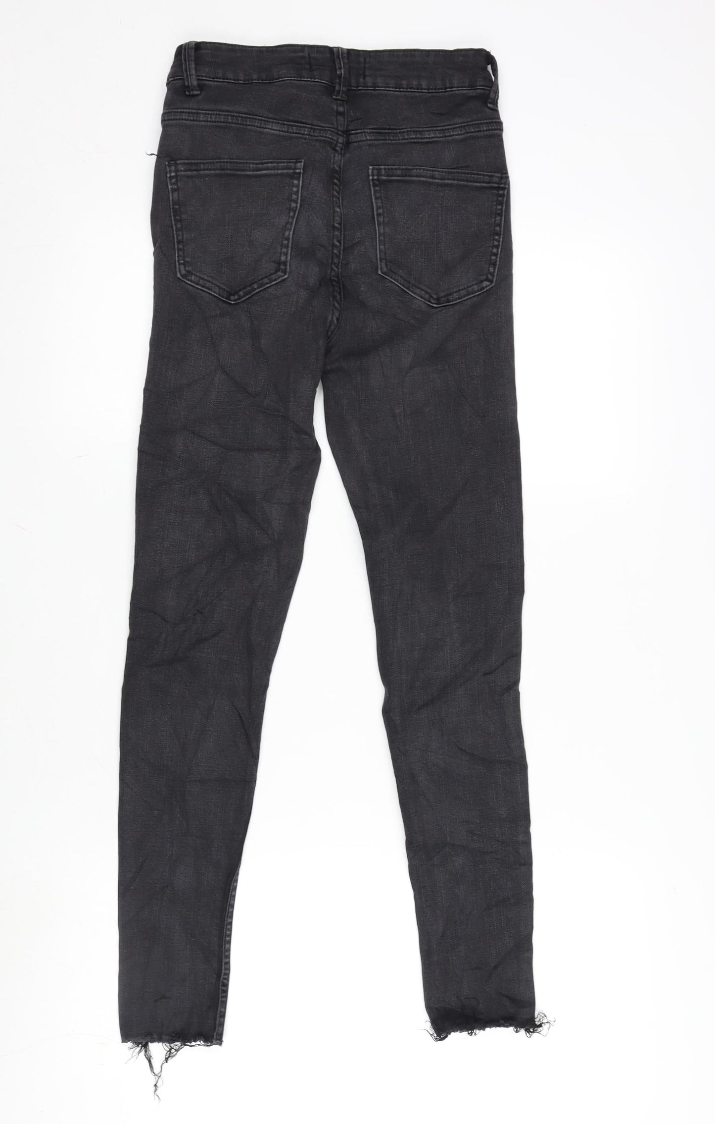 Denim & Co. Womens Grey Cotton Blend Tapered Jeans Size 8 L26 in Regular Zip