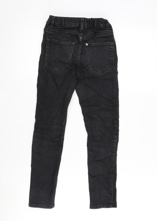 H&M Girls Grey Cotton Tapered Jeans Size 7-8 Years L20 in Regular Zip
