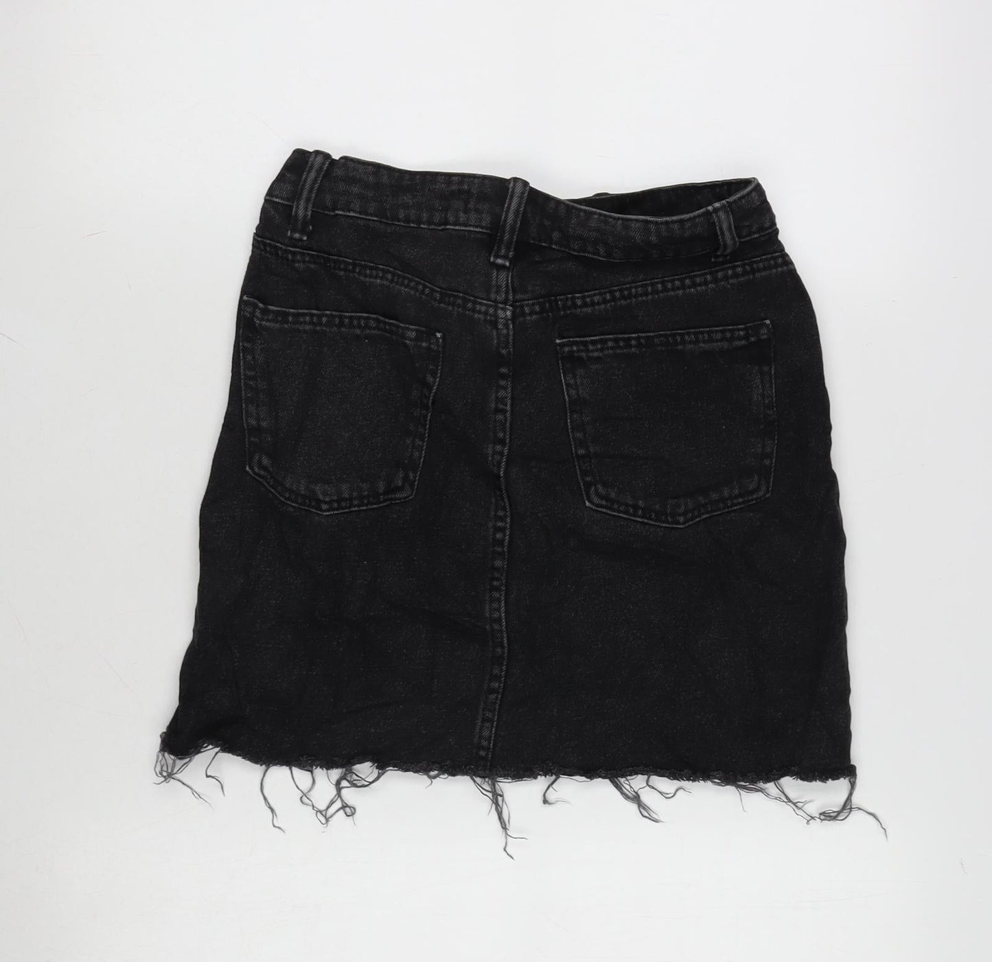 Denim & Co. Womens Grey Cotton A-Line Skirt Size 6 Zip