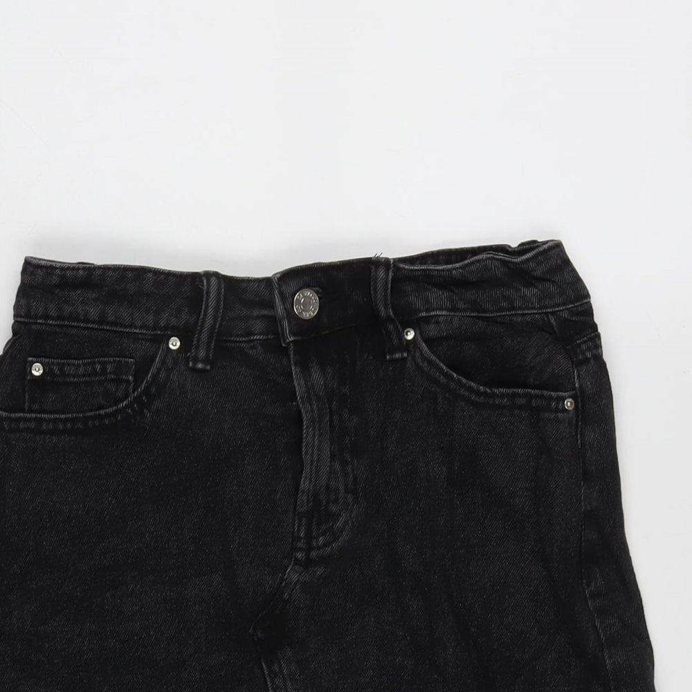 Denim & Co. Womens Grey Cotton A-Line Skirt Size 6 Zip