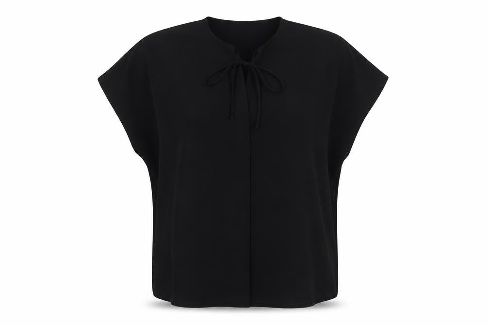 Marks and Spencer Womens Black Polyester Basic T-Shirt Size 14 V-Neck