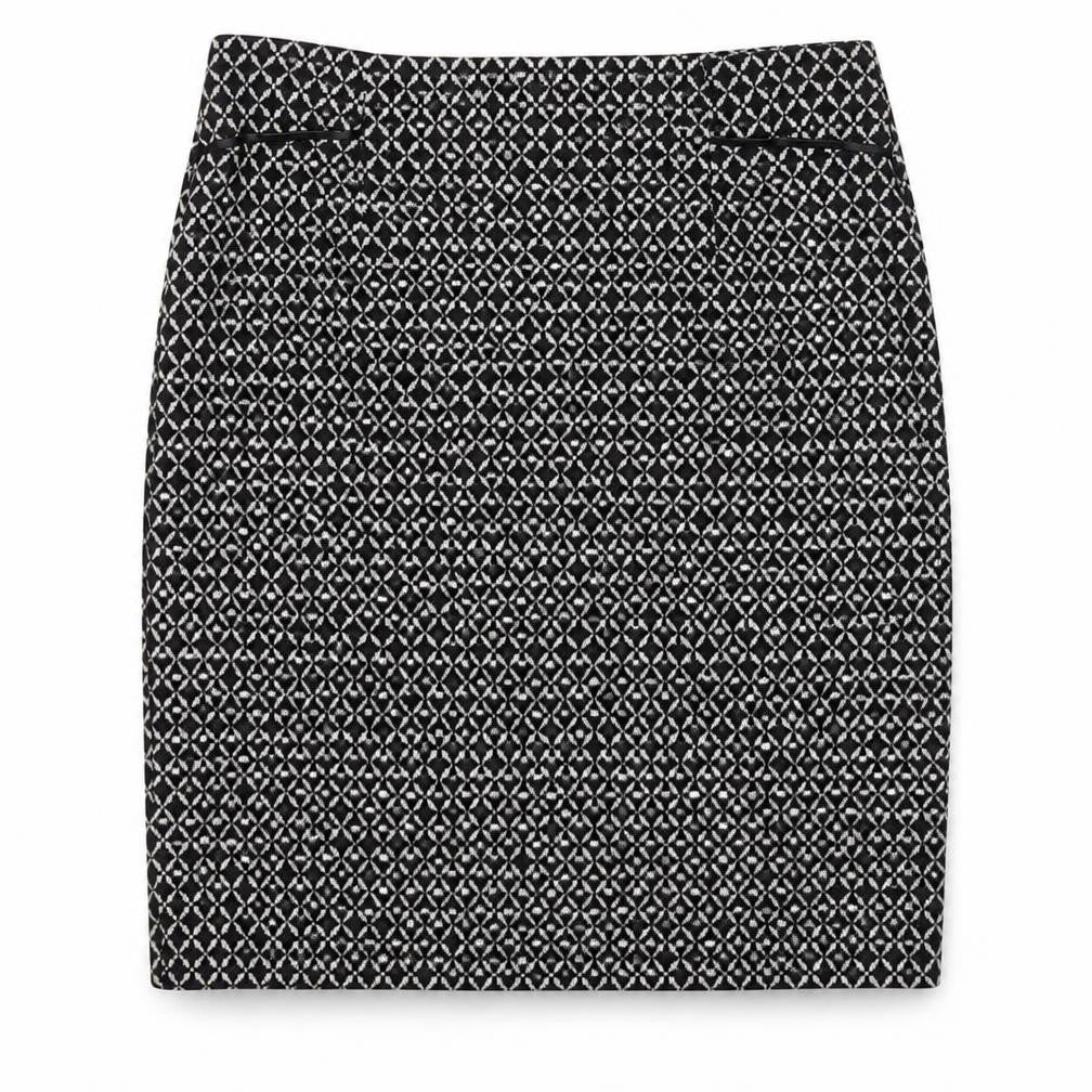 W Womens Black Check Polyester A-Line Skirt Size 32 in Zip