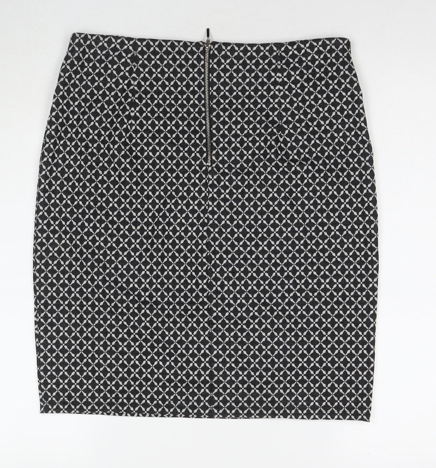 W Womens Black Check Polyester A-Line Skirt Size 32 in Zip