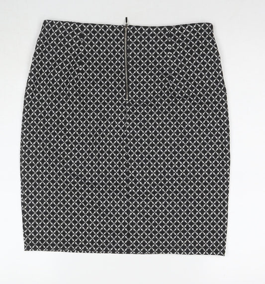 W Womens Black Check Polyester A-Line Skirt Size 32 in Zip