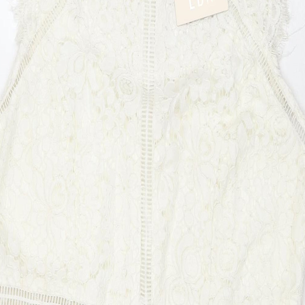 QED London Womens Ivory Polyester A-Line Size 14 Round Neck Pullover