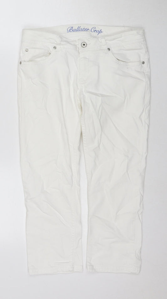 Crew Clothing Womens White Cotton Cropped Jeans Size 10 L20 in Regular Zip