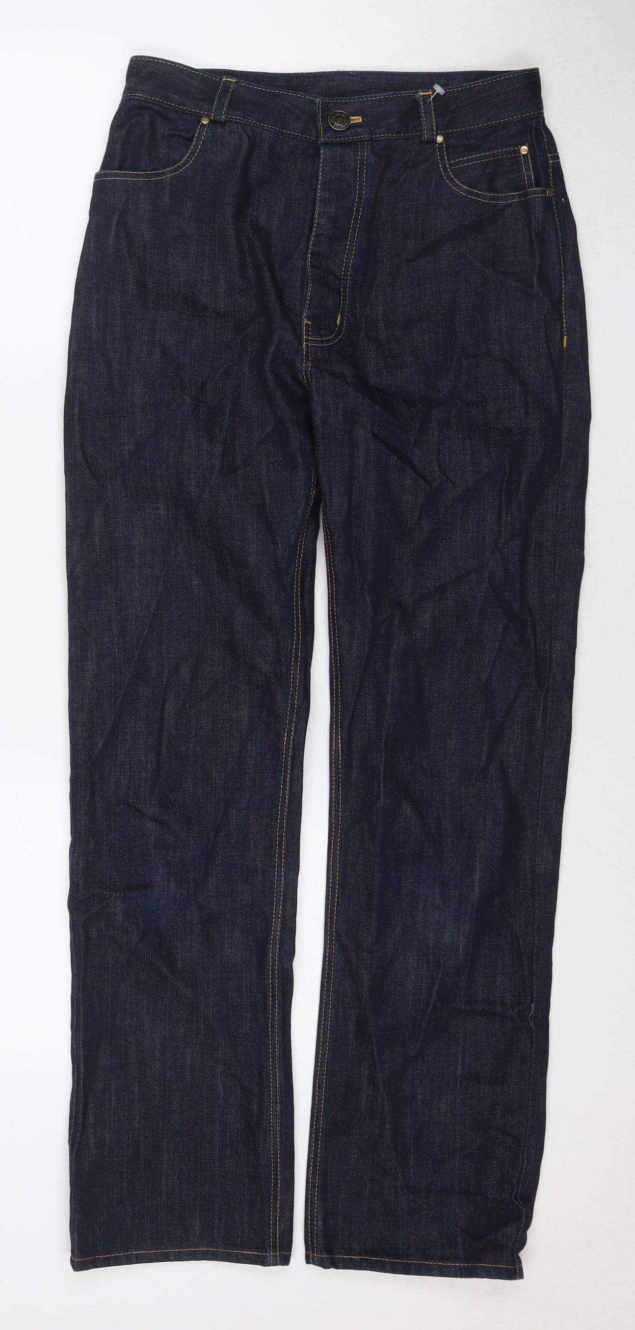 Hacienda Womens Blue Polyester Blend Straight Jeans Size 28 in L28 in Regular Zip