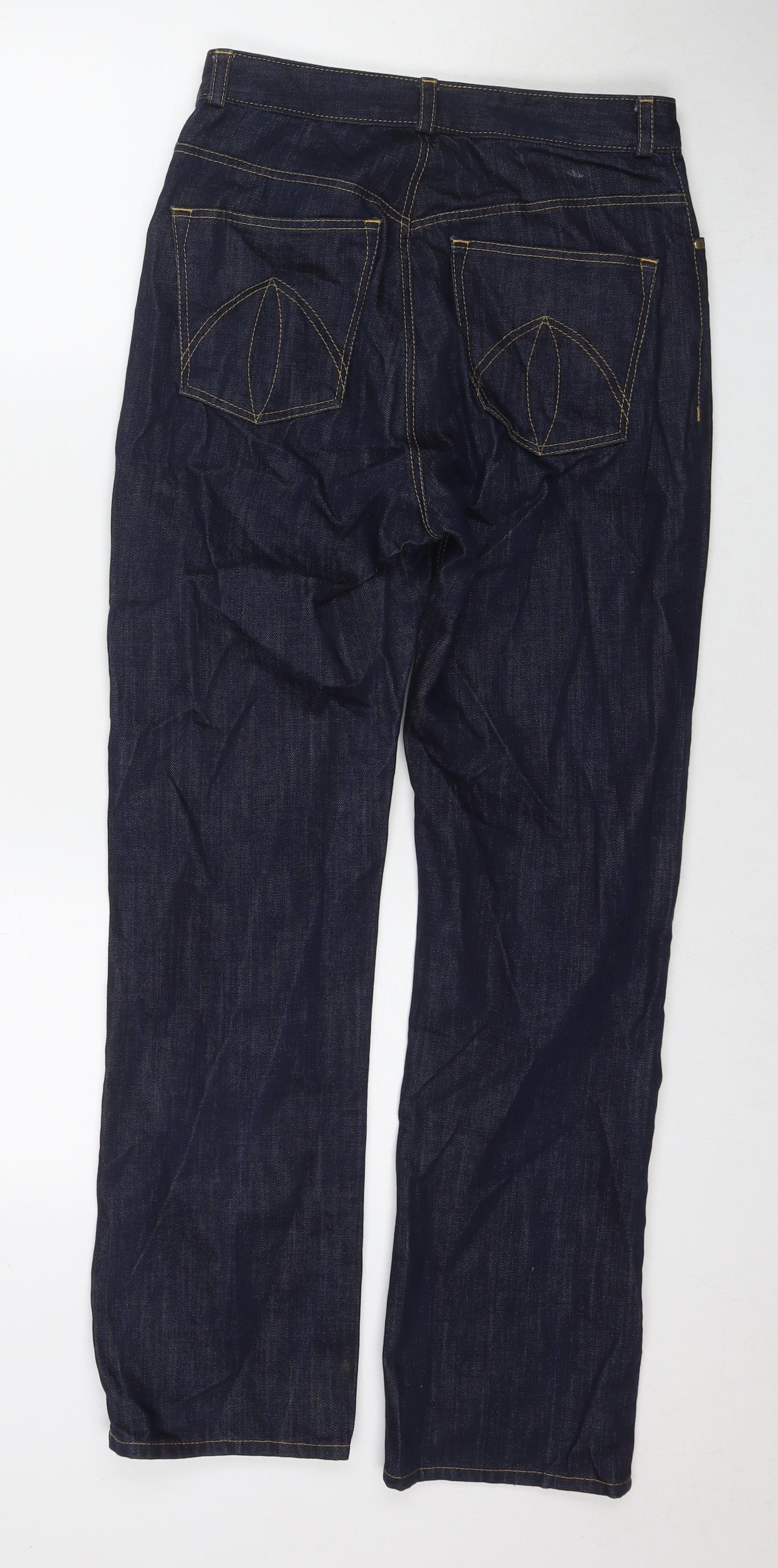 Hacienda Womens Blue Polyester Blend Straight Jeans Size 28 in L28 in Regular Zip