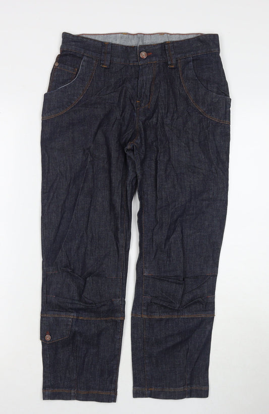 Lady Captain Womens Blue Cotton Straight Jeans Size 10 L24 in Regular Zip