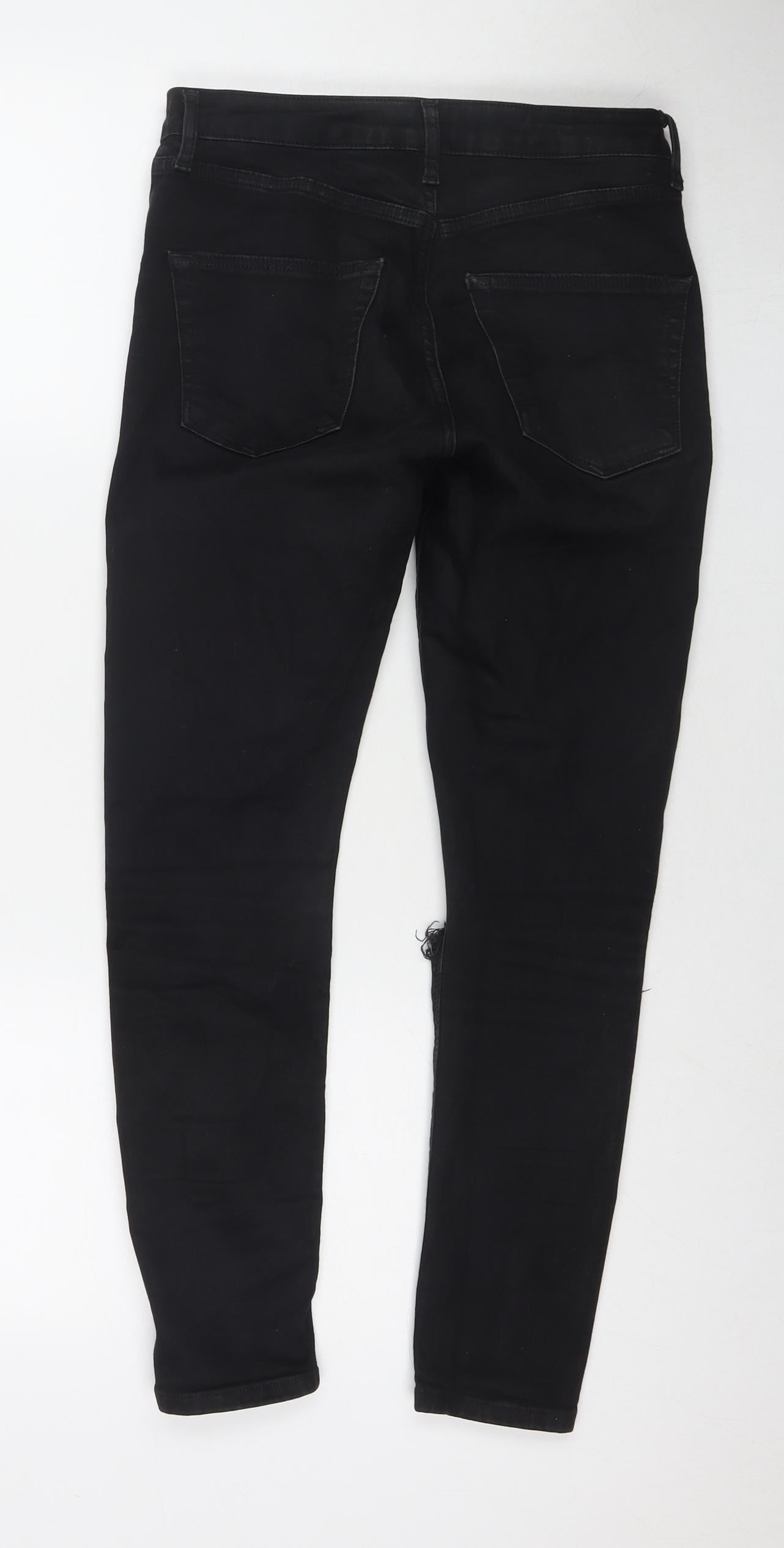 Topshop Womens Black Cotton Skinny Jeans Size 28 L28 in Regular Zip