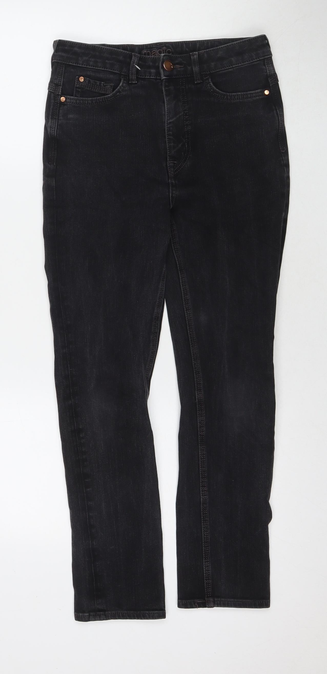 Marks and Spencer Womens Black Cotton Skinny Jeans Size 10 L26 in Regular Zip