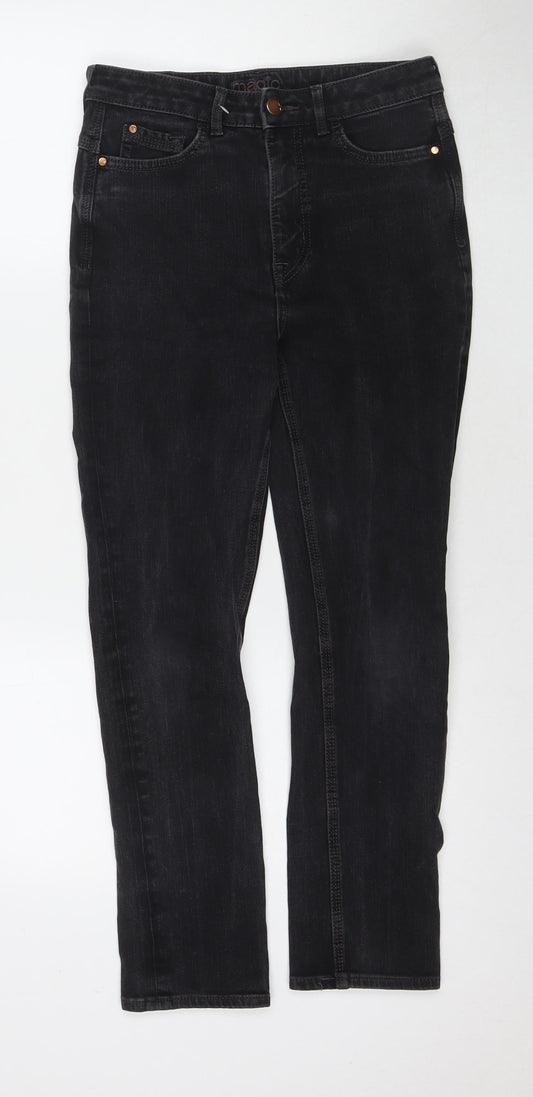 Marks and Spencer Womens Black Cotton Skinny Jeans Size 10 L26 in Regular Zip