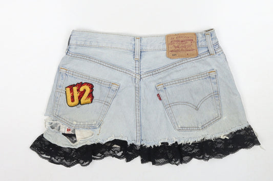 Levi's Womens Blue Polyester Mini Skirt Size 30 in Zip - Customized Skirt U2