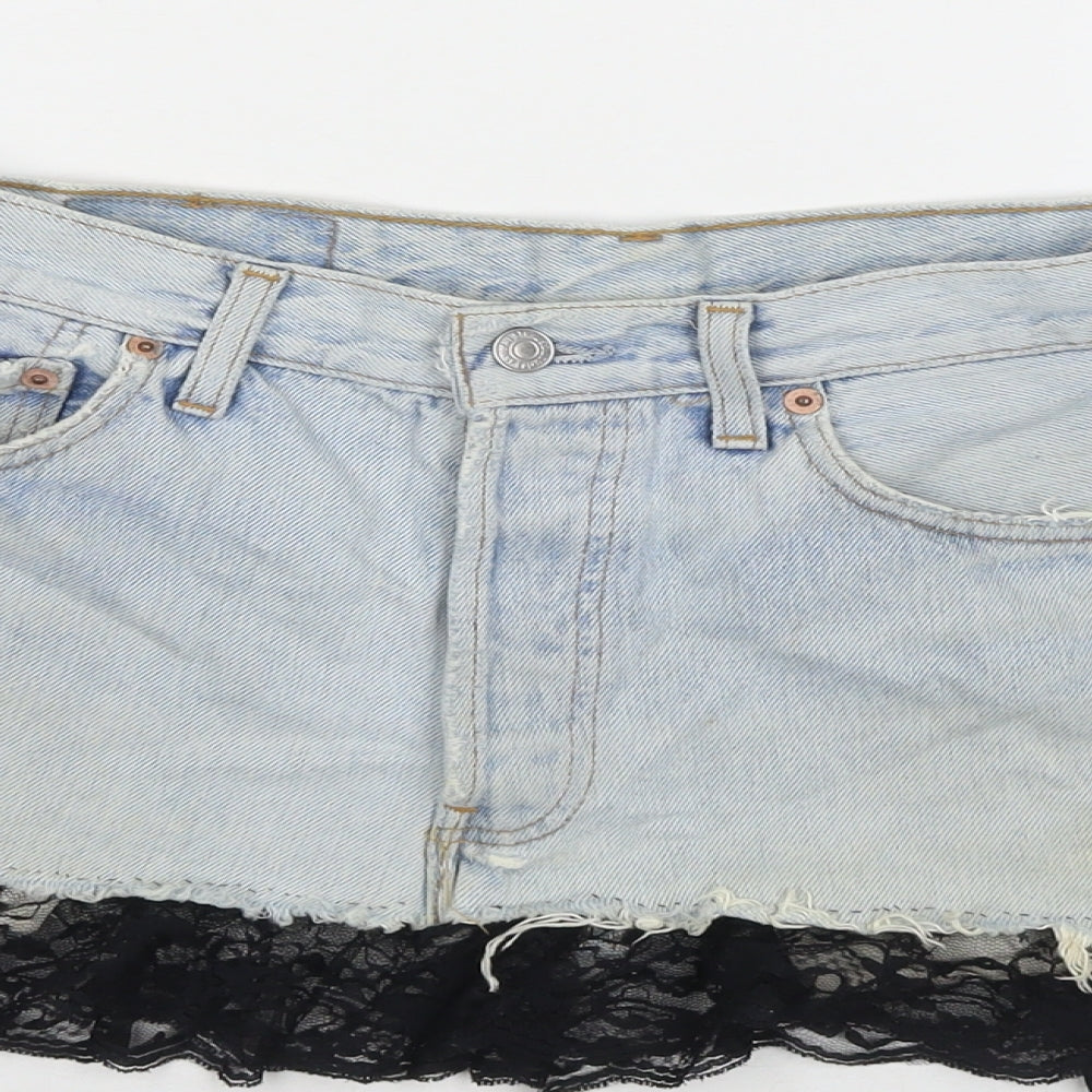 Levi's Womens Blue Polyester Mini Skirt Size 30 in Zip - Customized Skirt U2