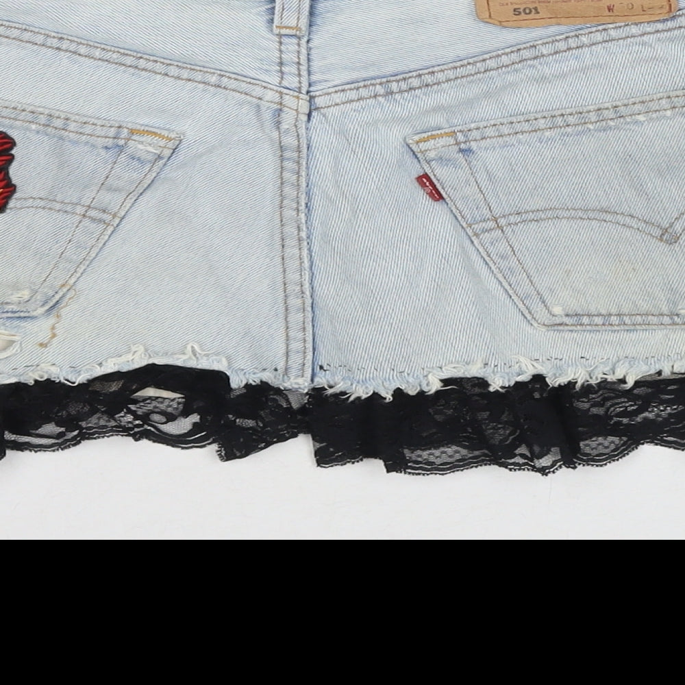 Levi's Womens Blue Polyester Mini Skirt Size 30 in Zip - Customized Skirt U2