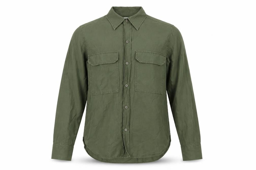Zara Mens Green Lyocell Button-Up Size XS Collared Button