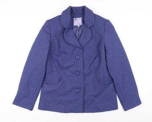 EWM Womens Blue Pea Coat Coat Size 12 Button