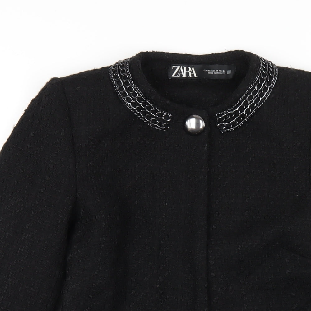 Zara Womens Black Jacket Coat Size XS Snap