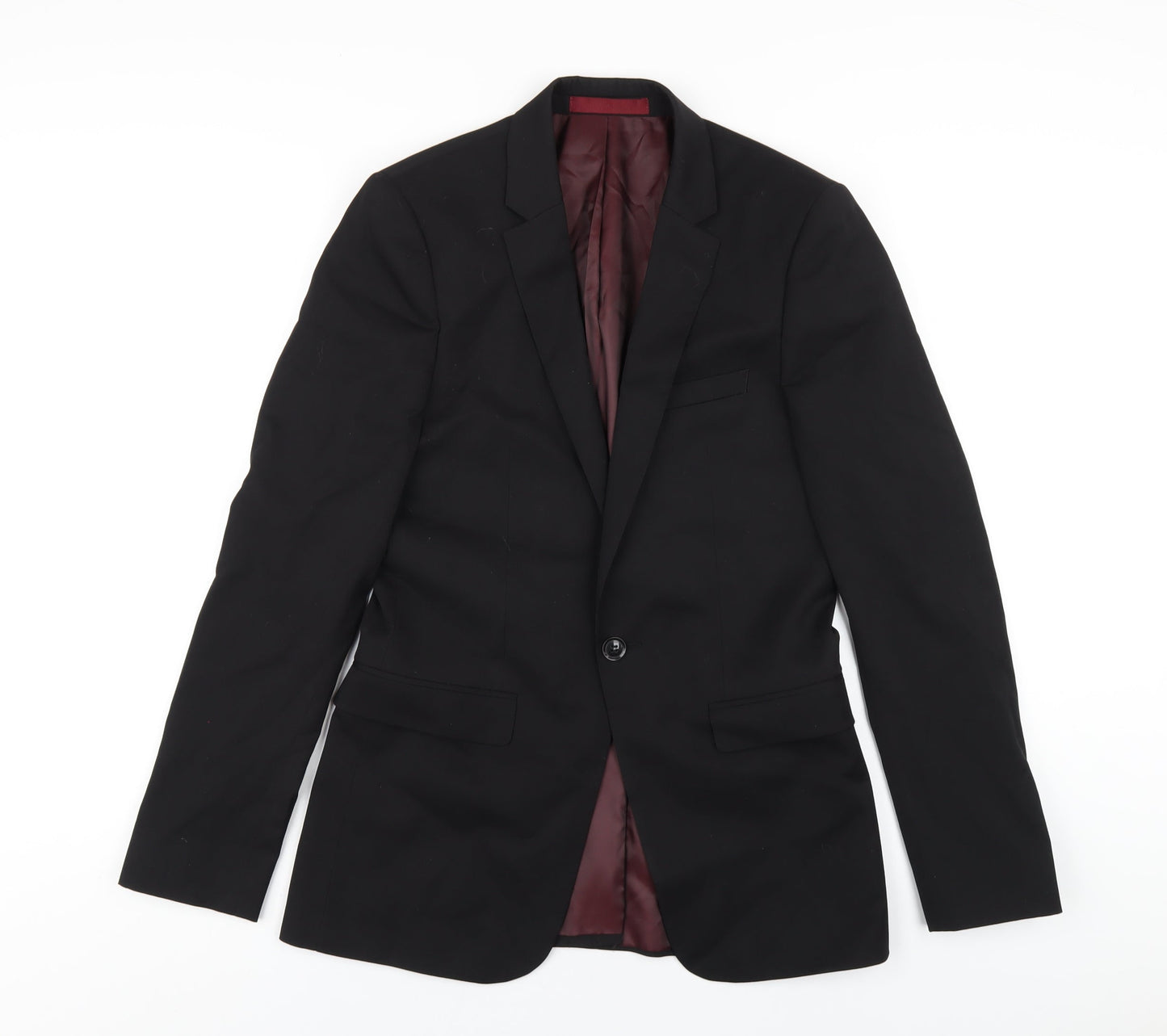 Topman Mens Black Polyester Jacket Blazer Size 36 Regular