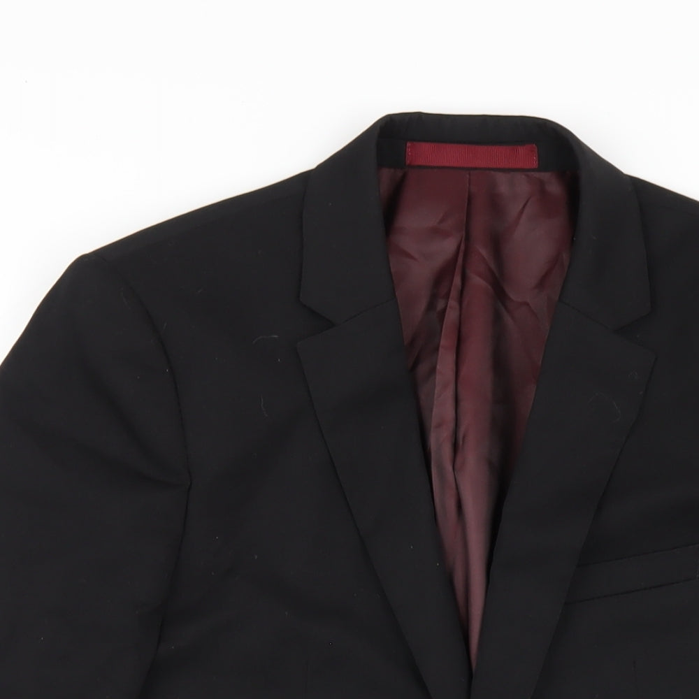 Topman Mens Black Polyester Jacket Blazer Size 36 Regular