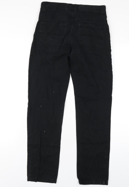 Peacocks Mens Black Cotton Straight Jeans Size 28 in L30 in Slim Zip