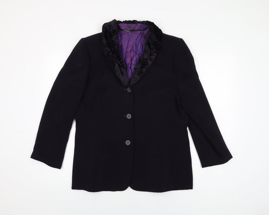 Libra Womens Black Jacket Blazer Size 16 Button