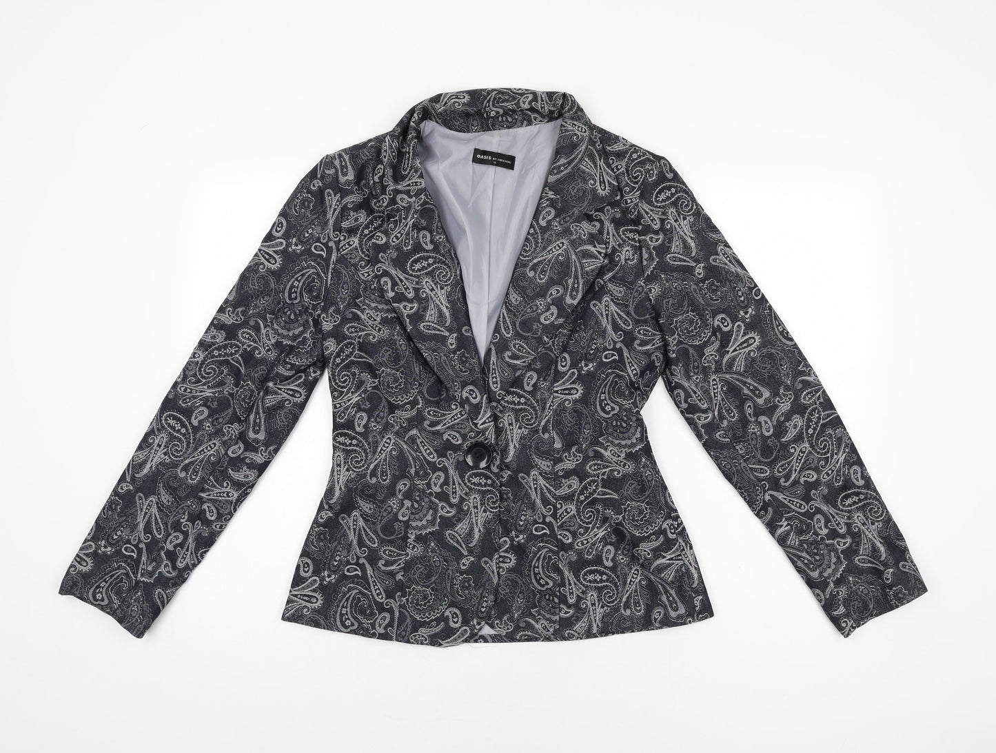 Oasis Womens Black Paisley Jacket Blazer Size 12 Button