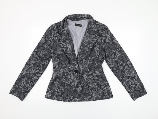 Oasis Womens Black Paisley Jacket Blazer Size 12 Button