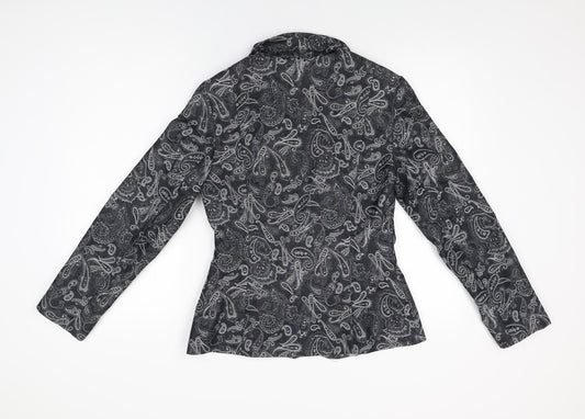 Oasis Womens Black Paisley Jacket Blazer Size 12 Button