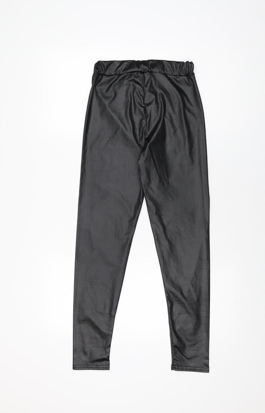 Boohoo Womens Black Polyester Pedal Pusher Leggings Size 4 L26 in