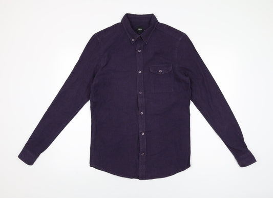 ASOS Mens Purple Cotton Button-Up Size S Collared Button