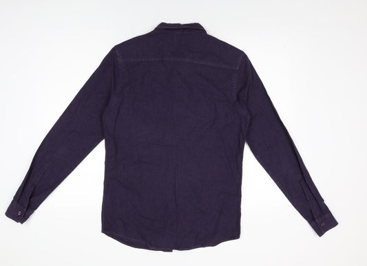 ASOS Mens Purple Cotton Button-Up Size S Collared Button