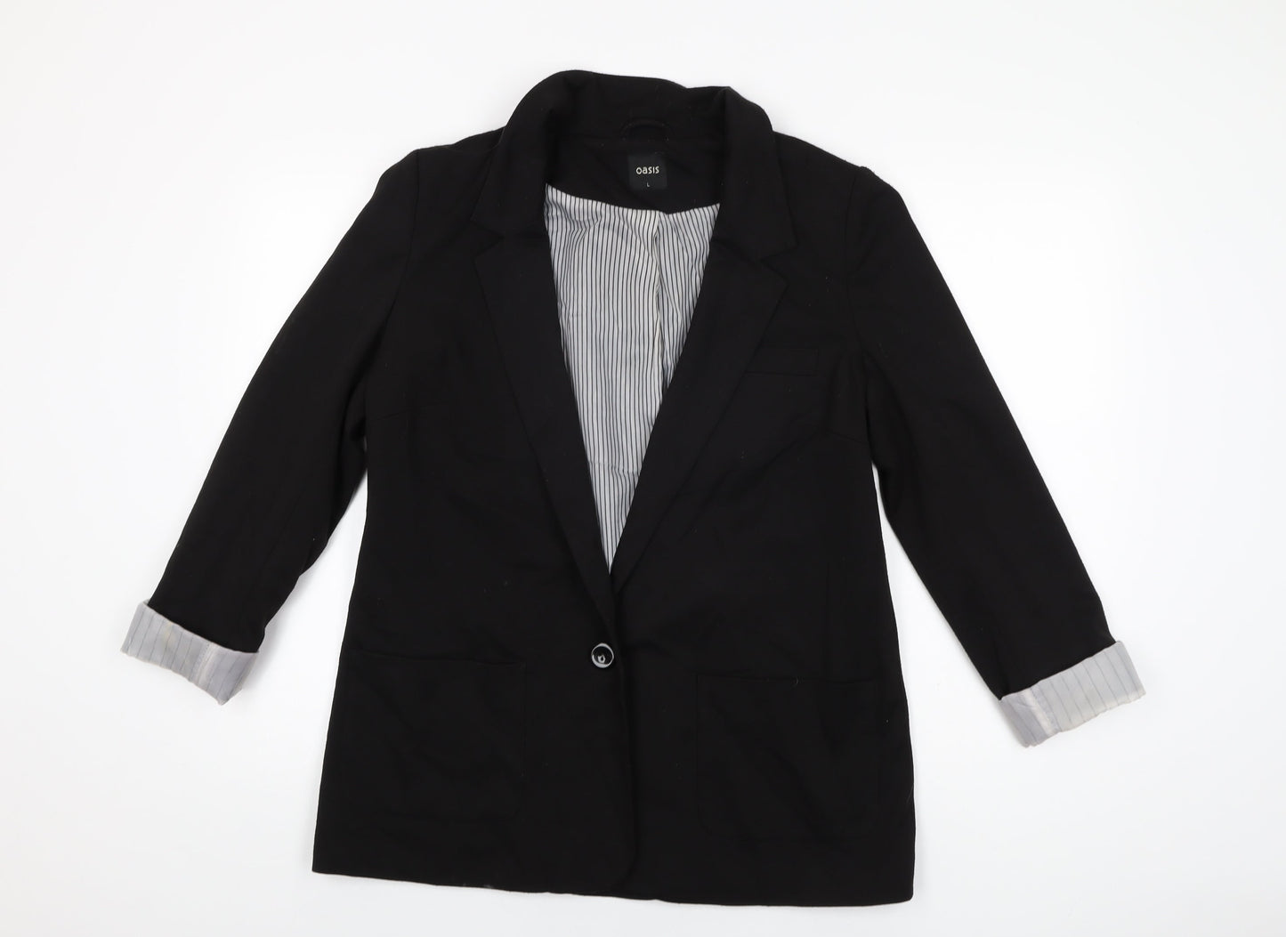 Oasis Womens Black Jacket Blazer Size L Button
