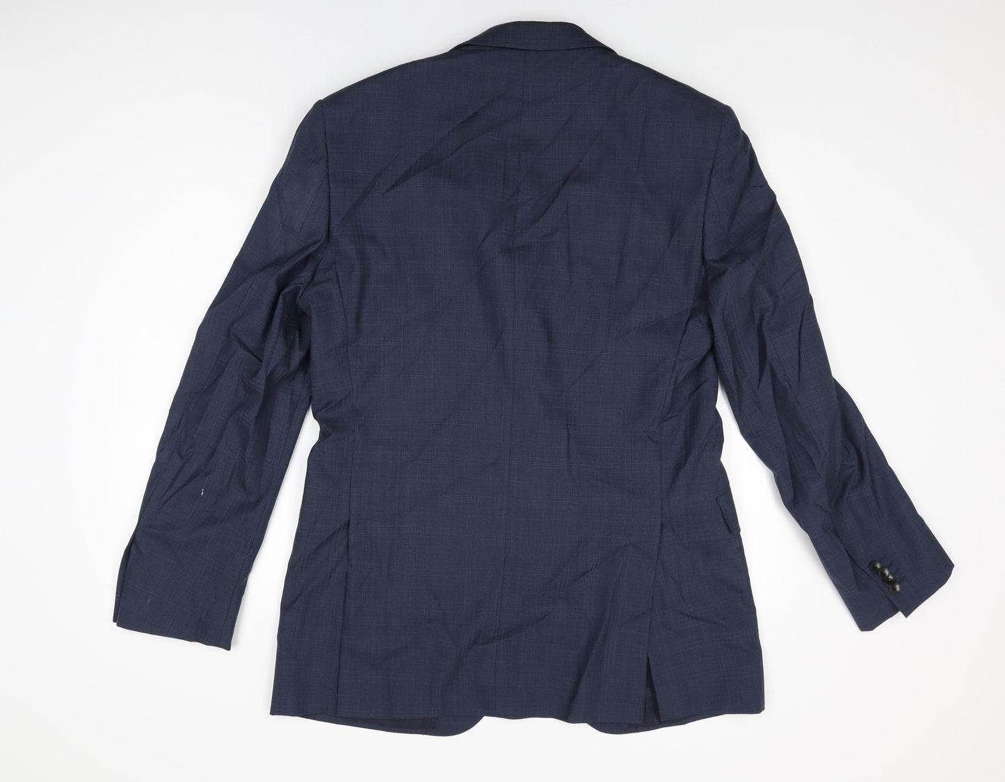 Marks and Spencer Mens Blue Geometric Wool Jacket Suit Jacket Size 40 Regular