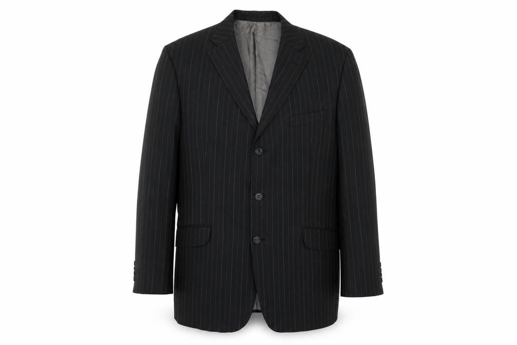 Marks and Spencer Mens Black Striped Wool Jacket Suit Jacket Size 42 Regular