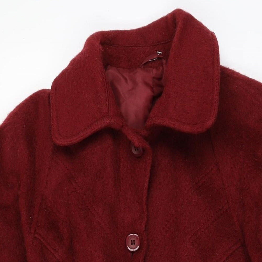 St Michael Womens Red Overcoat Coat Size 18 Button