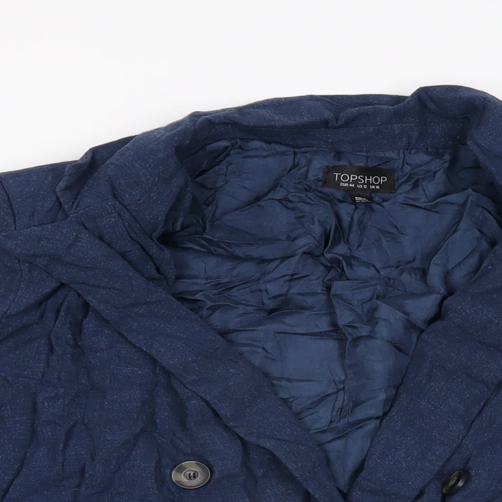 Topshop Womens Blue Jacket Blazer Size 16 Button
