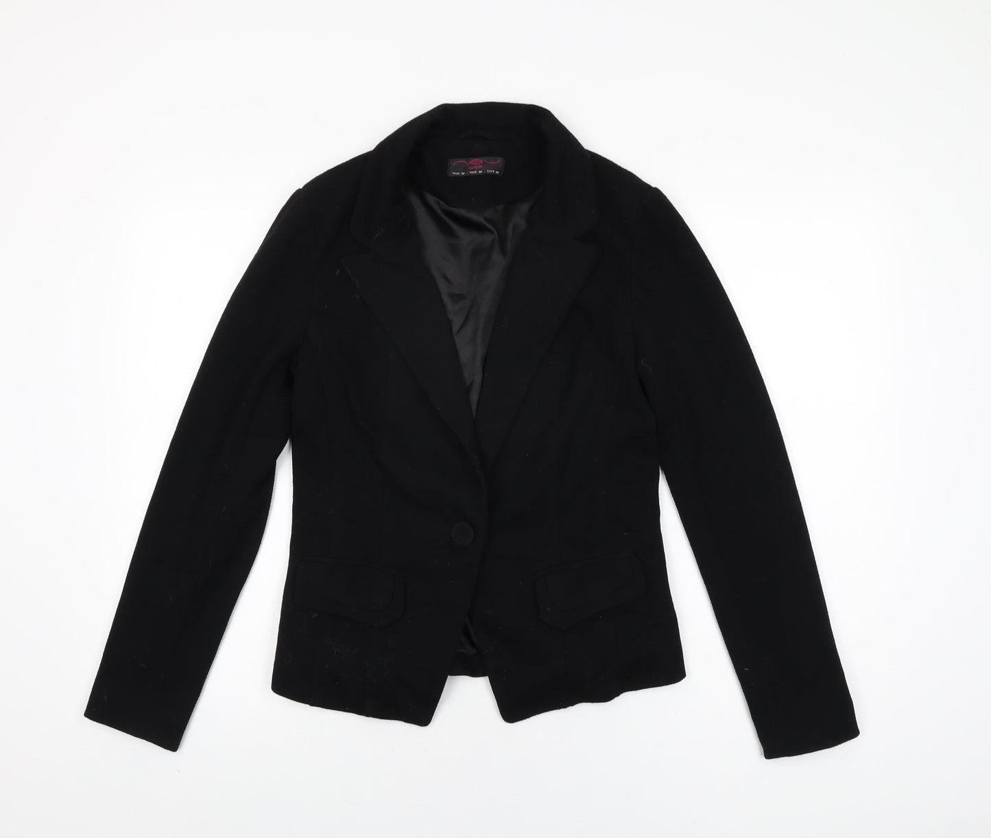 New Look Womens Black Jacket Blazer Size 12 Button