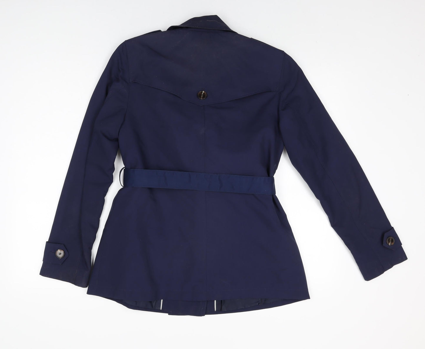 Marks and Spencer Womens Blue Trench Coat Coat Size 10 Button