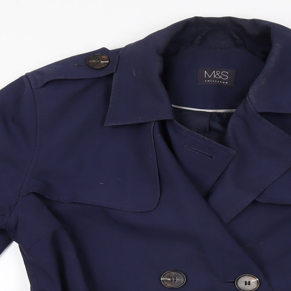 Marks and Spencer Womens Blue Trench Coat Coat Size 10 Button